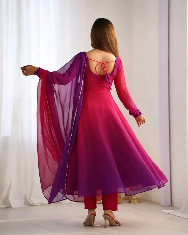 Multi Color Georgette Anarkali With Lace Dupatta Padding Color Anarkali
- Berry, XXL