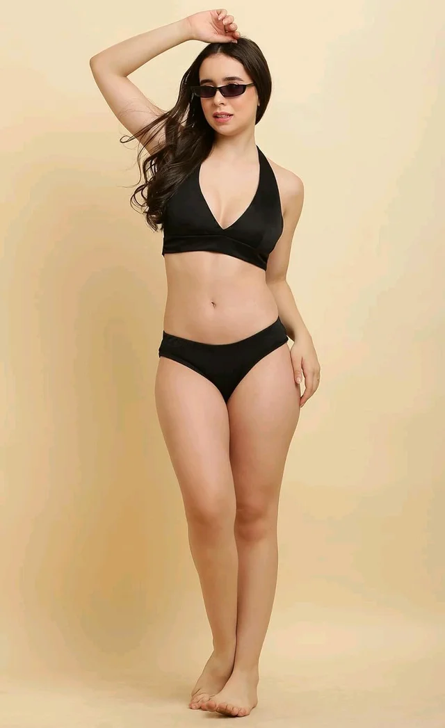 Women Two Piece Cuba Swimwear Bikini Set - Black, S