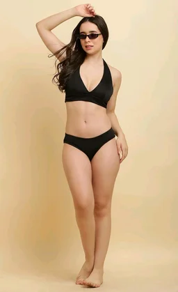 Women Two Piece Cuba Swimwear Bikini Set - Black, XL