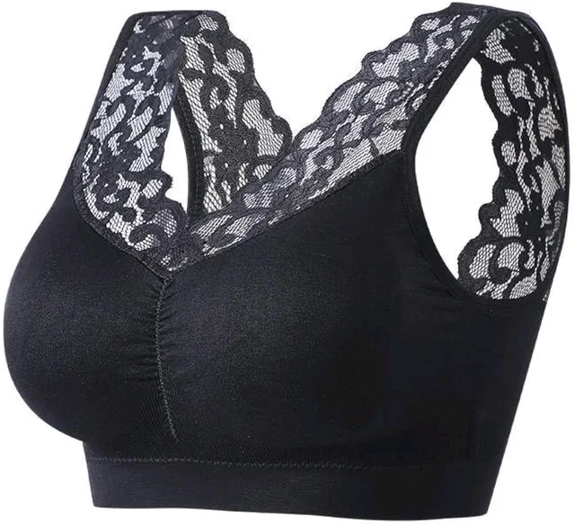 Women's Padded, Non-Wired, Full Coverage Lace Bra - Black, 28C
