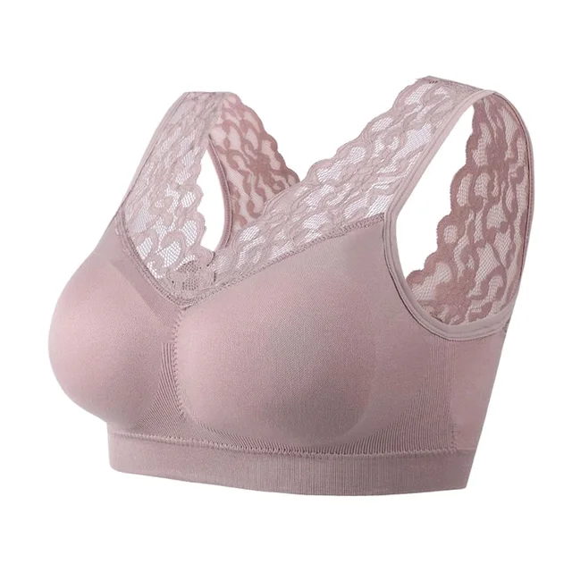 Women's Padded, Non-Wired, Full Coverage Lace Bra - Dusty Gray, 28A