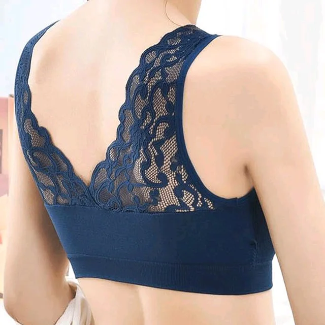 Women's Padded, Non-Wired, Full Coverage Lace Bra - Blue Zodiac, 34C
