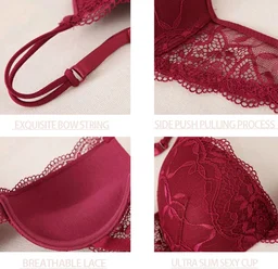Bra & Panty Set Embroidered Black Lingerie Set - Rosewood, 40B