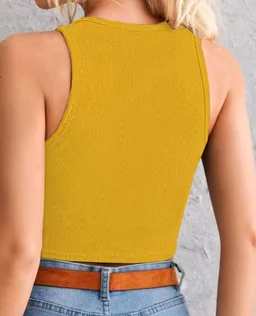 Women's Solid Regular Fit Western Top
- Gold, S