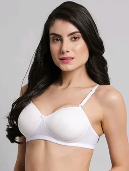 SDROSE Women's Cotton Lightly Padded Full Coverage Non-Wired T-Shirt White Color Bra Pack of 1
- White, 34A