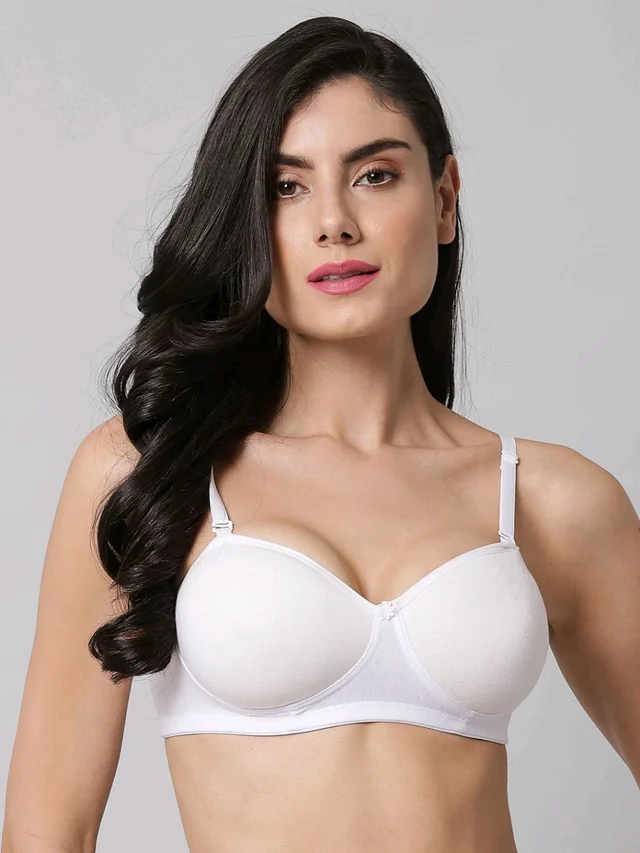 SDROSE Women's Cotton Lightly Padded Full Coverage Non-Wired T-Shirt White Color Bra Pack of 1
- White, 34B