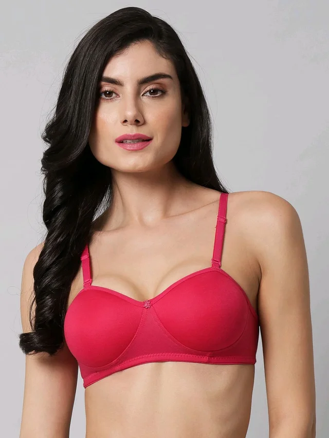 SDROSE Women's Cotton Lightly Padded Full Coverage Non-Wired T-Shirt White Color Bra Pack of 1
- Bright Maroon, 30A