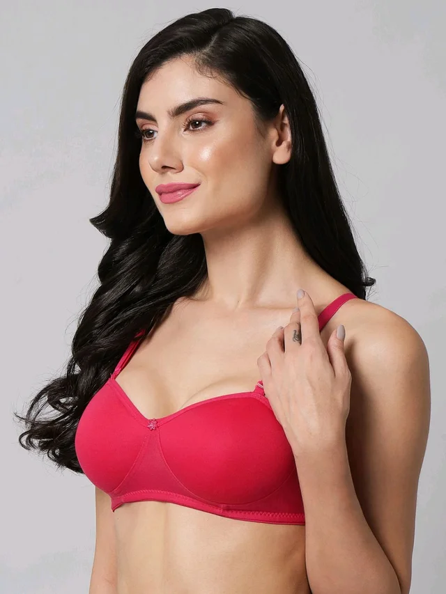 SDROSE Women's Cotton Lightly Padded Full Coverage Non-Wired T-Shirt White Color Bra Pack of 1
- Bright Maroon, 36B