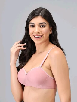 SDROSE Women's Cotton Lightly Padded Full Coverage Non-Wired T-Shirt White Color Bra Pack of 1
- Pink Rose, 30B
