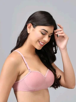 SDROSE Women's Cotton Lightly Padded Full Coverage Non-Wired T-Shirt White Color Bra Pack of 1
- Pink Rose, 32A