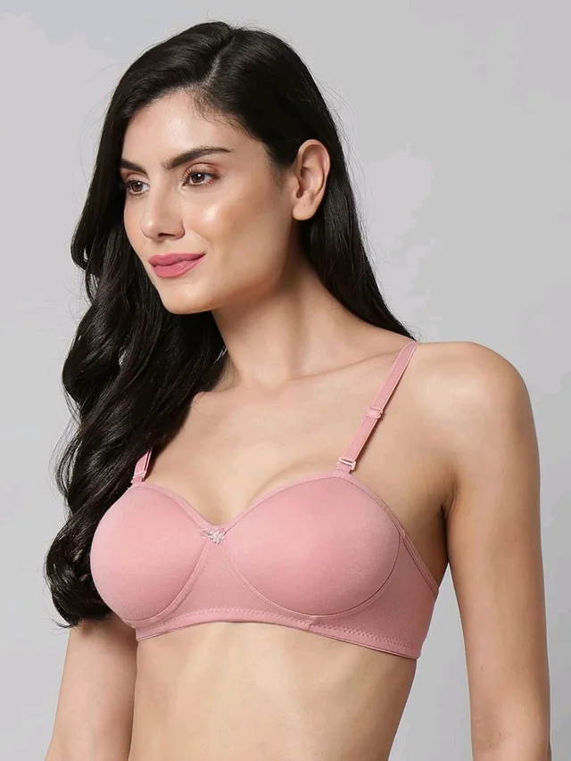 SDROSE Women's Cotton Lightly Padded Full Coverage Non-Wired T-Shirt White Color Bra Pack of 1
- Pink Rose, 38A