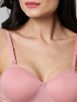 SDROSE Women's Cotton Lightly Padded Full Coverage Non-Wired T-Shirt White Color Bra Pack of 1
- Pink Rose, 38A