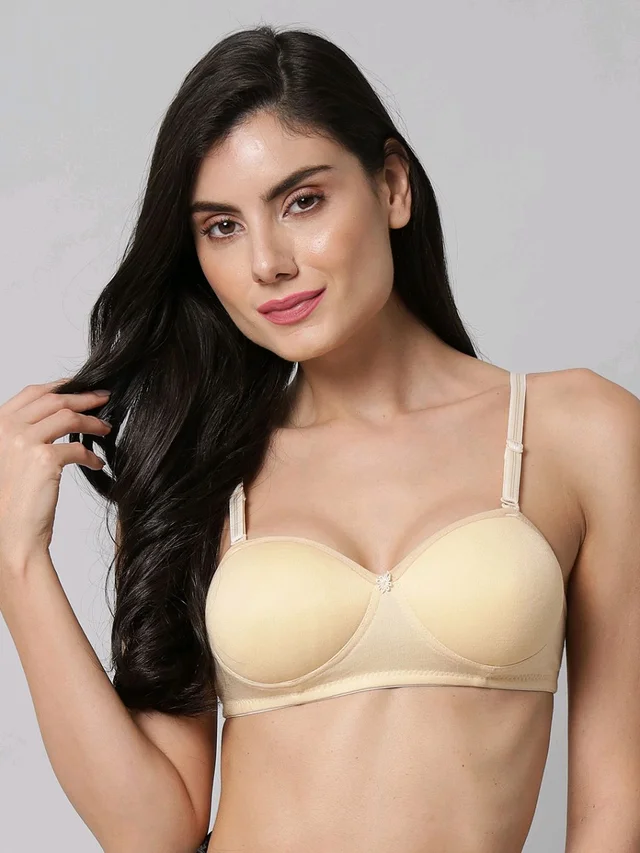 SDROSE Women's Cotton Lightly Padded Full Coverage Non-Wired T-Shirt White Color Bra Pack of 1
- white Rock, 30A