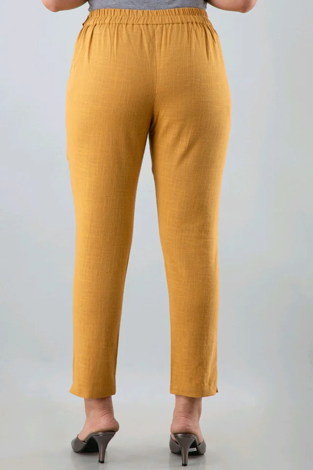 Women Relaxed Brown Pure Cotton Trousers - Coffee, 34