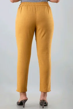 Women Relaxed Brown Pure Cotton Trousers - Coffee, 38