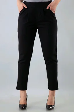 Women Relaxed Brown Pure Cotton Trousers - Black, 34