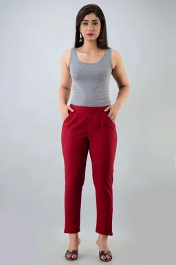 Women Relaxed Brown Pure Cotton Trousers - Grey, 34