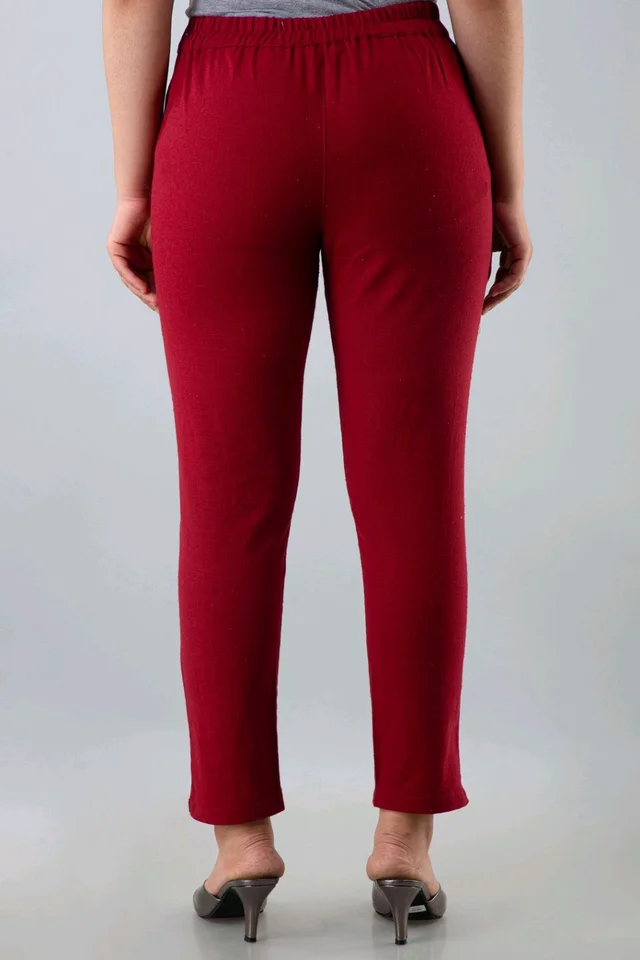 Women Relaxed Brown Pure Cotton Trousers - Venetian Red, 38