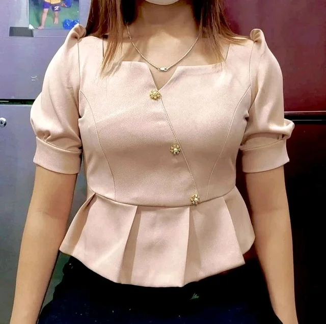 Casual Regular Sleeves Solid Women Beige Top - Vanilla, S