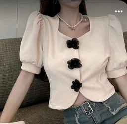 Casual Puff Sleeves Solid Women Beige Top - Soft Amber, L