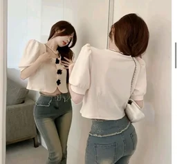 Casual Puff Sleeves Solid Women Beige Top - Soft Amber, XL