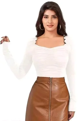 Casual Regular Sleeves Solid Women White Top
- White, M