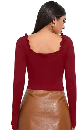 Casual Regular Sleeves Solid Women White Top
- Maroon, S