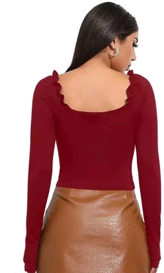 Casual Regular Sleeves Solid Women White Top
- Maroon, S