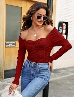 Casual Regular Sleeves Solid Women White Top
- Maroon, XS