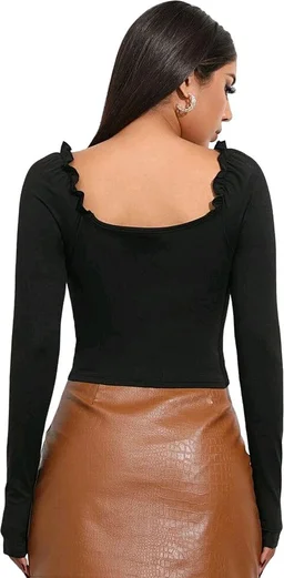 Casual Regular Sleeves Solid Women White Top
- Black, XS