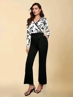 Printed women jumpsuit - White, L