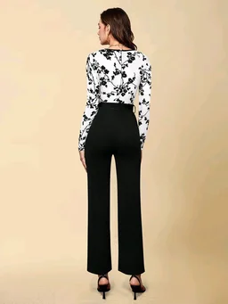 Printed women jumpsuit - White, XS