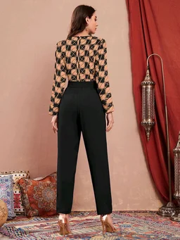 Printed women jumpsuit - Dark salmon, XS