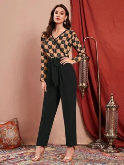 Printed women jumpsuit - Dark salmon, XS