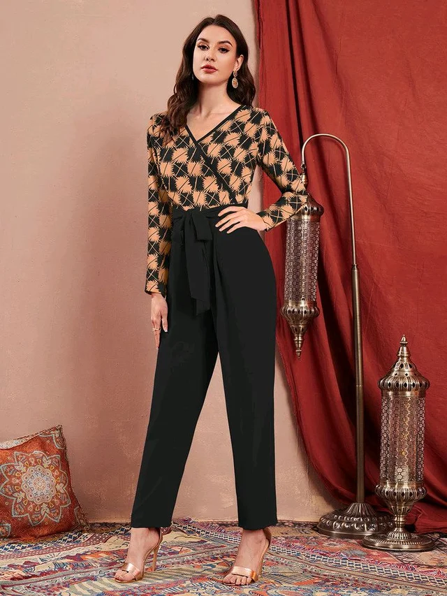 Printed women jumpsuit - Dark salmon, XS