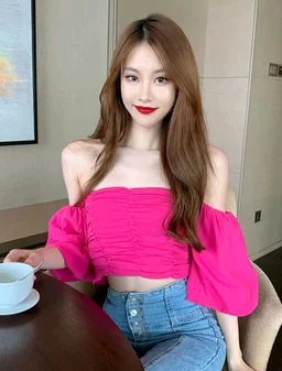 Off-Shoulder Bardot Crop Top
- Wild Strawberry, S