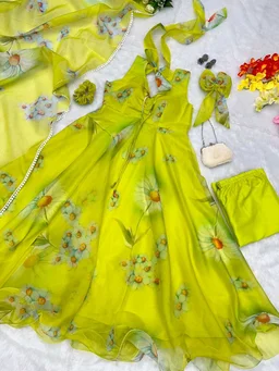 Lemon Green Color Digital Printed Anarkali Suit
- Lemon, L