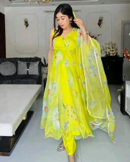 Lemon Green Color Digital Printed Anarkali Suit
- Lemon, S