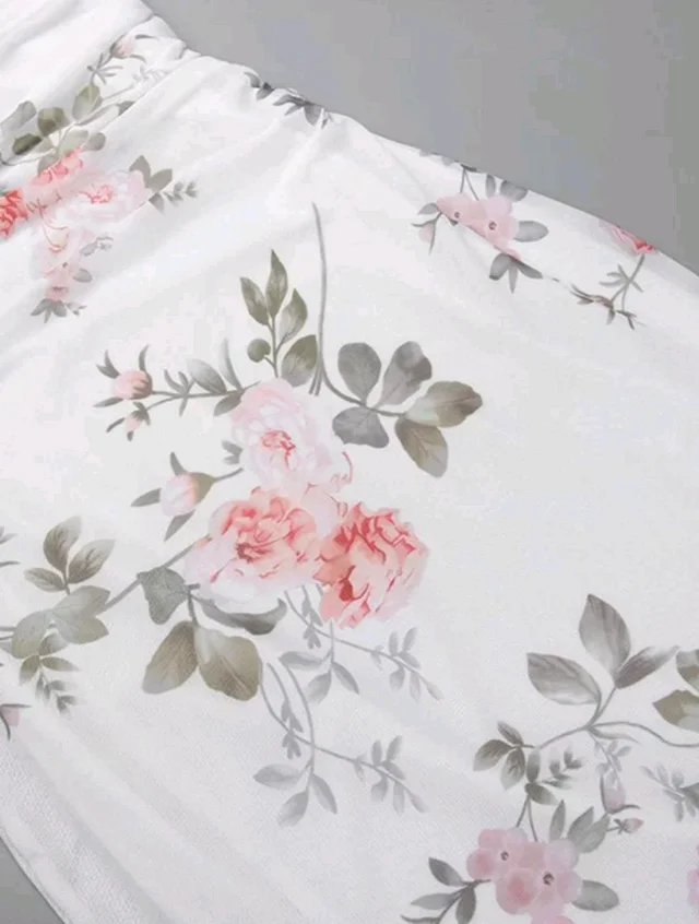 Floral Print Off-Shoulder Bodycon Midi Dress
- L, White