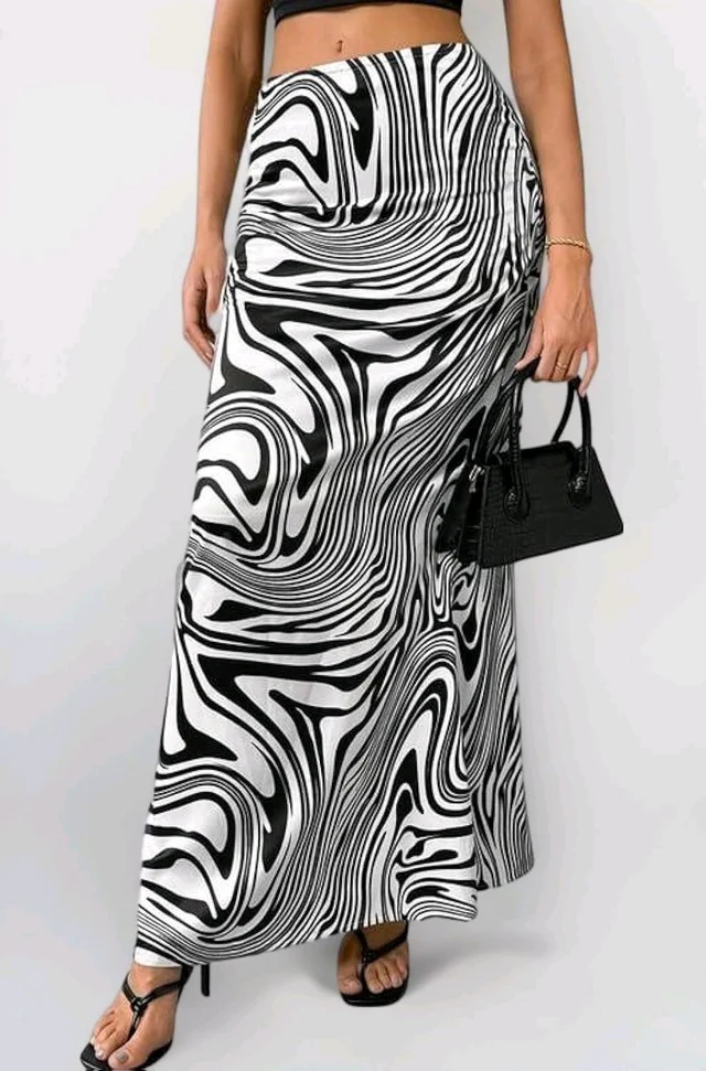 Women's Multicolor Skirt-Cotton Blend Skirt, Printed Maxi/Full Length Skirt Boost Your Style for All Occusion for Girls & Women - White, 36