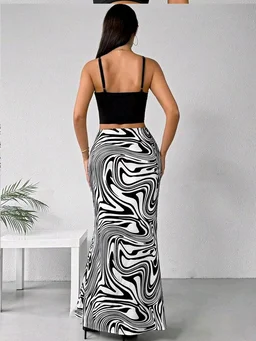 Women's Multicolor Skirt-Cotton Blend Skirt, Printed Maxi/Full Length Skirt Boost Your Style for All Occusion for Girls & Women - White, 36