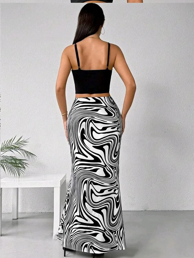 Women's Multicolor Skirt-Cotton Blend Skirt, Printed Maxi/Full Length Skirt Boost Your Style for All Occusion for Girls & Women - White, 36