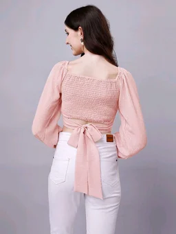 Beige Chiffon Crop Top with Bow
- Bizarre, L