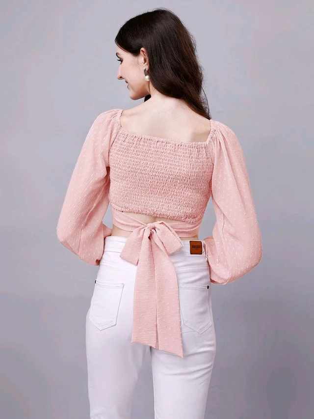 Beige Chiffon Crop Top with Bow
- Bizarre, XXL