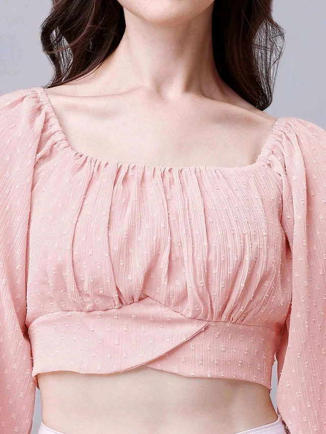 Beige Chiffon Crop Top with Bow
- Bizarre, XXL