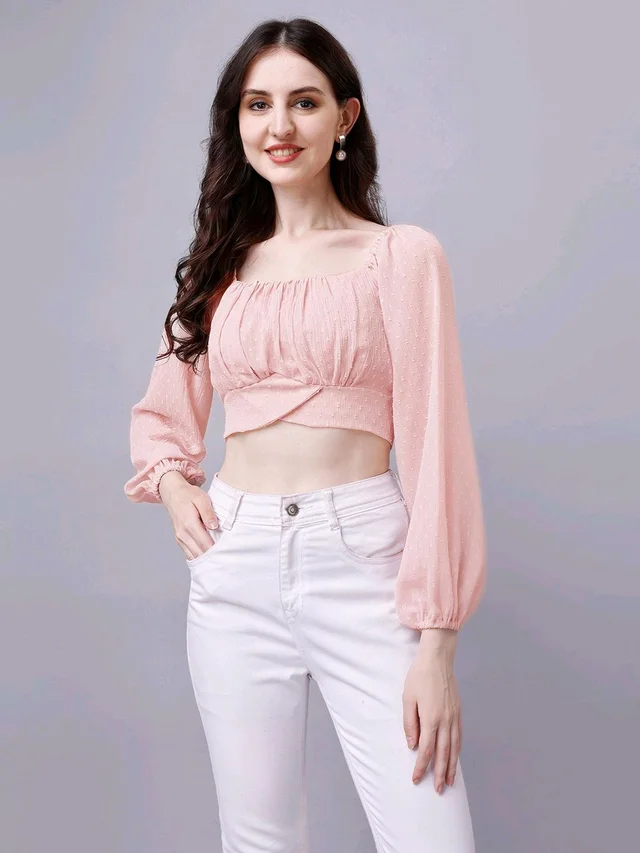 Beige Chiffon Crop Top with Bow
- Bizarre, XXL