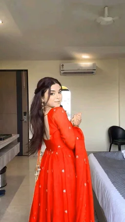 Red Georgette Embroidery Anarkali Suit Set with Dupatta Ready to Wear for Celebrations - Scarlet, XXL