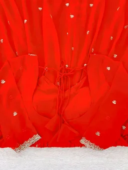 Red Georgette Embroidery Anarkali Suit Set with Dupatta Ready to Wear for Celebrations - Scarlet, XXL
