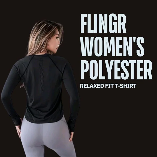 Women's Long Sleeve Workout T-Shirt | Round Neck - Plain Long Sleeve Relaxed Fit Tshirt for Women Yoga Sports T-Shirt
- Black, M