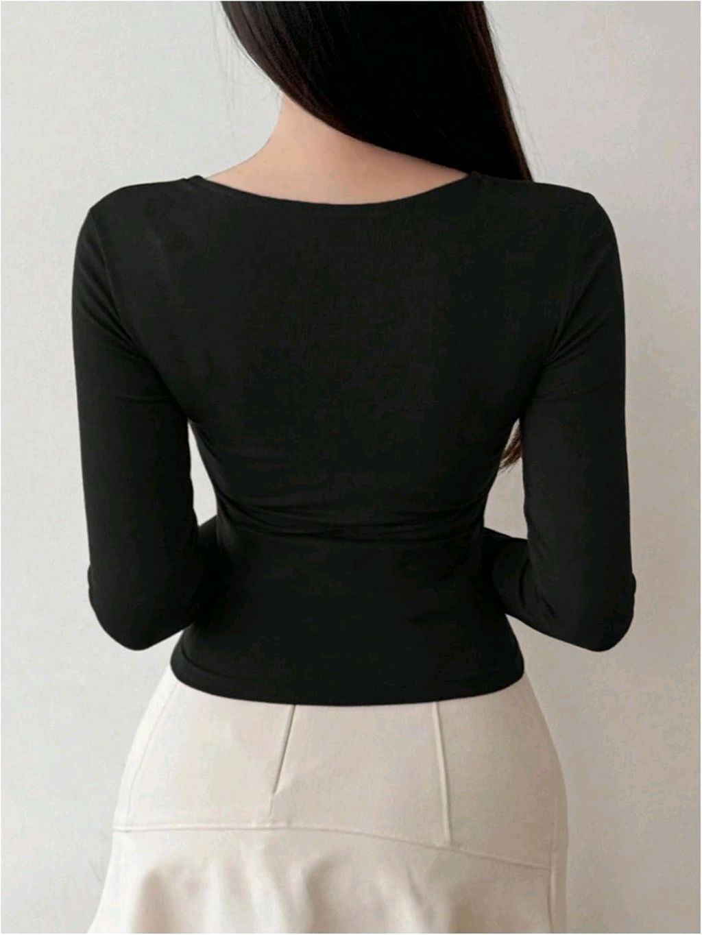Women's Criss Cross Scoop Neck T Shirt Long Sleeve Slim Fit Dressy